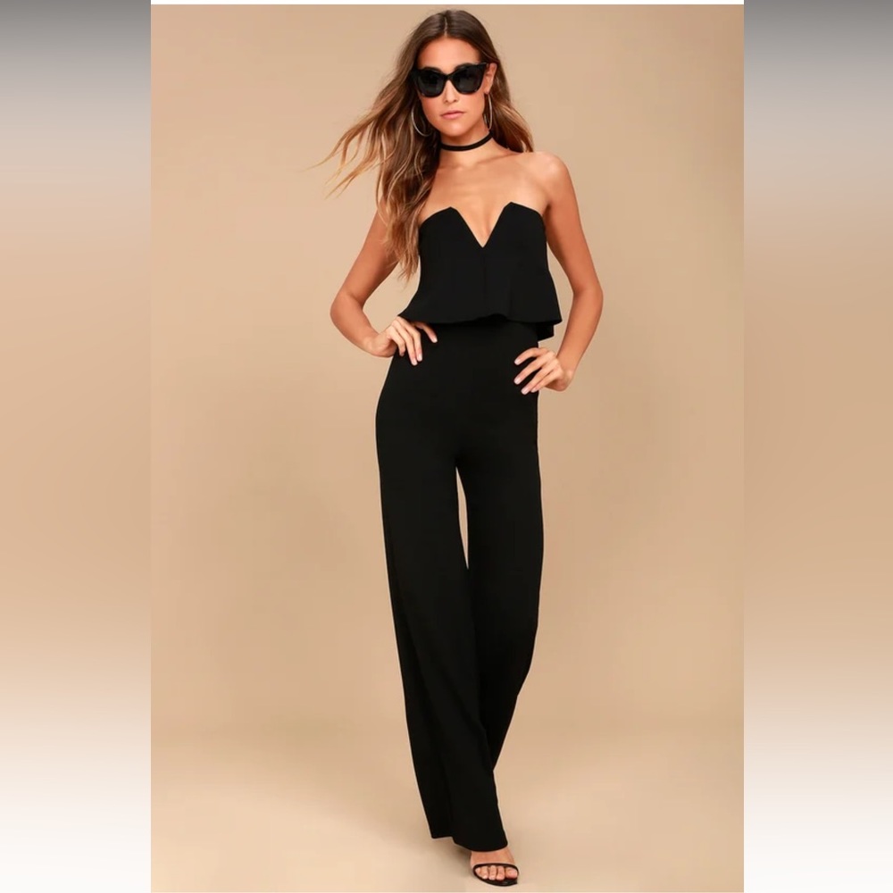 Lulus Black Strapless Jumpsuit